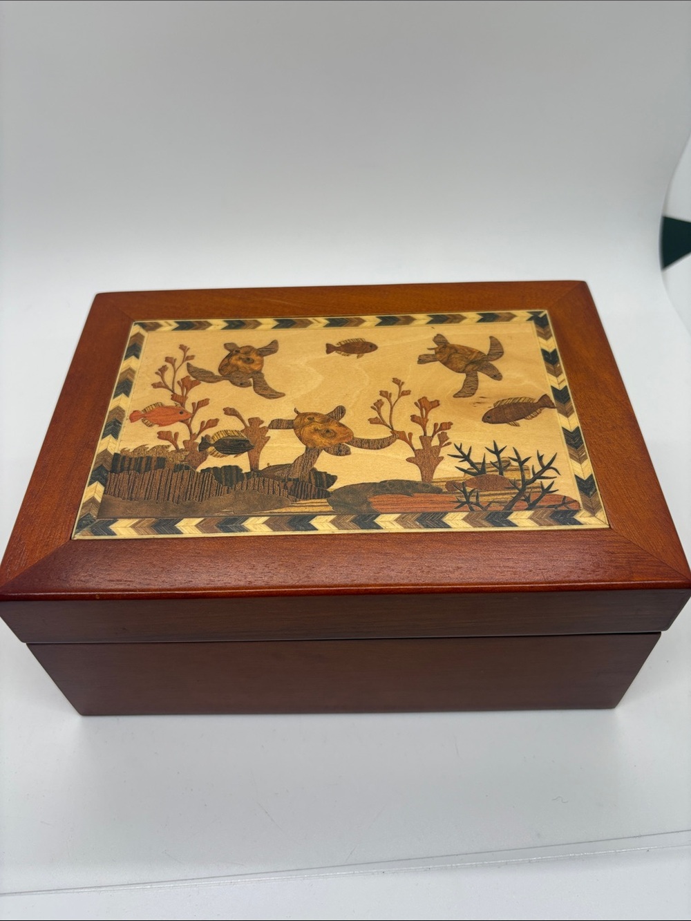 Maui by Design Wood Sea Turtle Ocean Jewelry Box